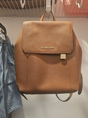 Michael Kors Cognac Pebbled Leather Backpack with Gold Lock